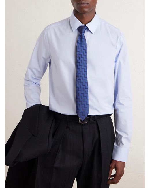 Canali White Impeccabile Cutaway-Collar Cotton-Poplin Shirt for men