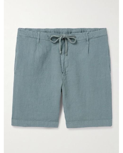 Hartford Blue Tank Slim-fit Straight-leg Linen Drawstring Shorts for men