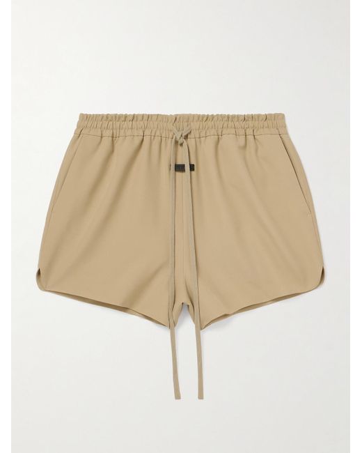 Fear Of God Natural Wide-leg Logo-appliquéd Virgin Wool-crepe Drawstring Shorts for men