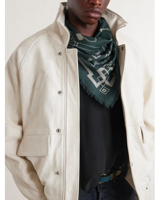 Enfants Riches Deprimes Green Printed Wool And Silk-blend Scarf for men