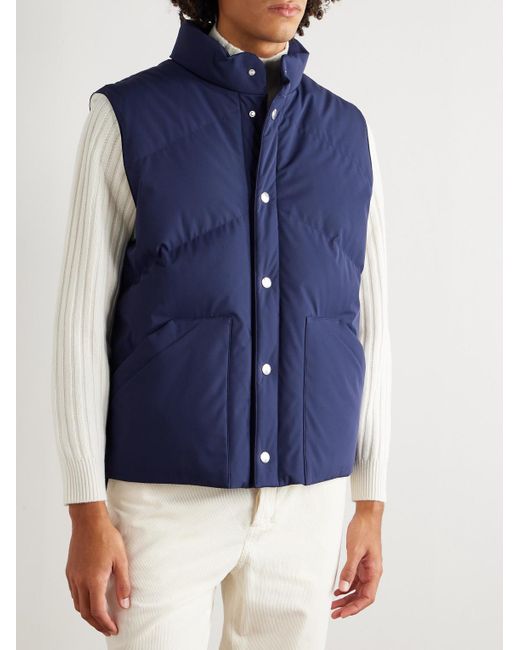 Brunello Cucinelli Blue Quilted Shell Down Gilet for men