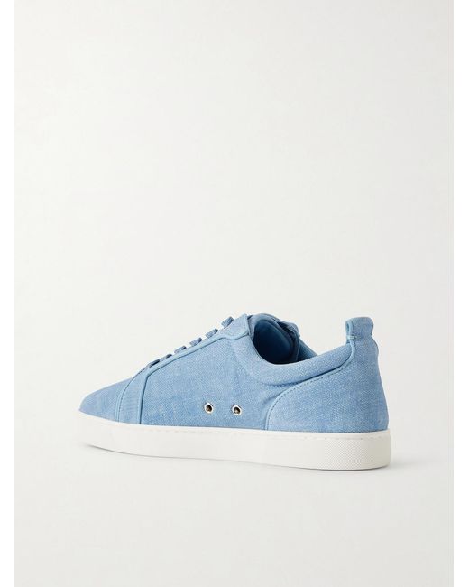 Christian Louboutin Blue Louis Junior Orlato Grosgrain-Trimmed Printed Suede Sneakers for men