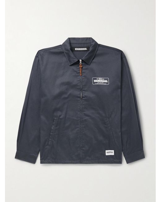 Neighborhood Blue Logo-print Cotton-twill Jacket for men
