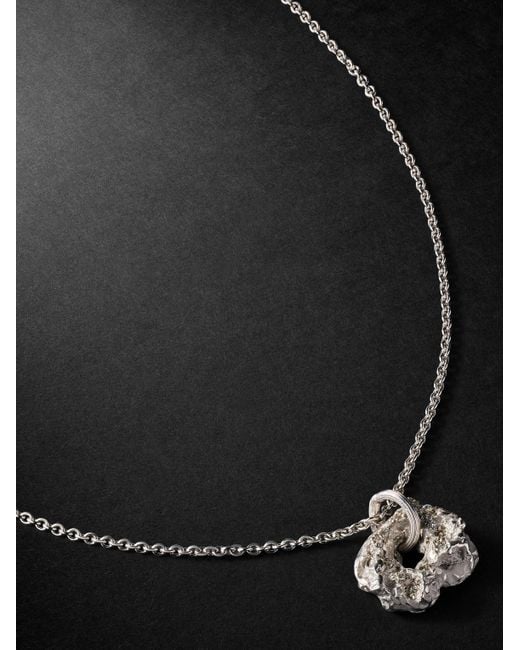 Elhanati Black Rock Medium White Gold Pendant Necklace for men
