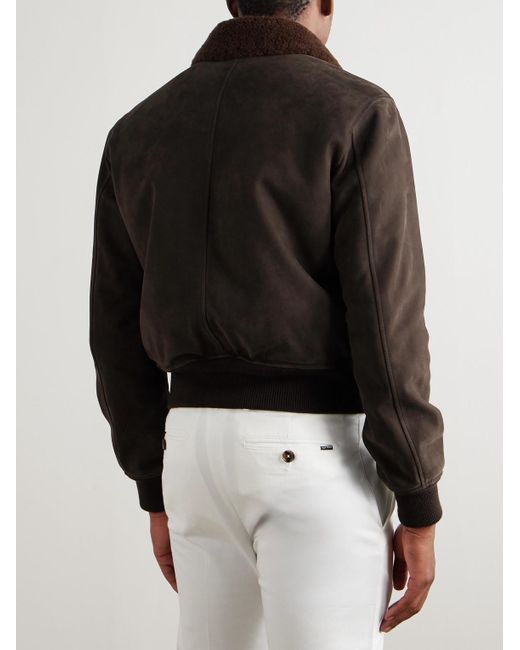 Tom Ford Brown Shearling Bomber Jacket for men