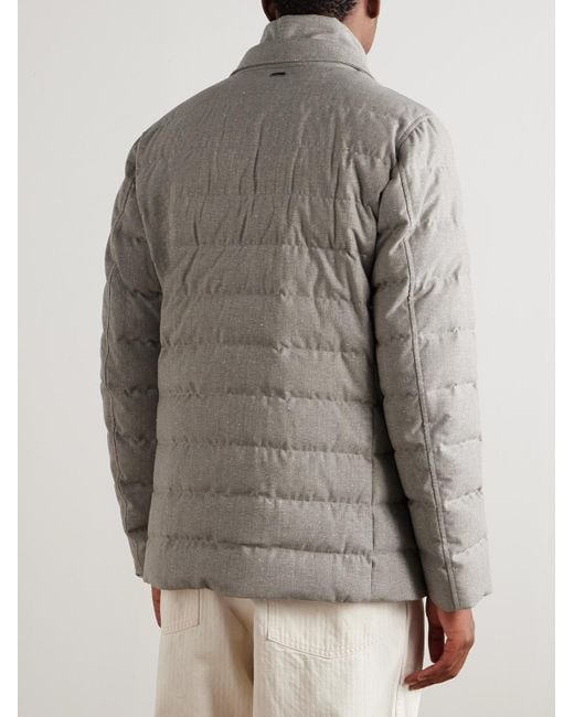 Herno Gray Convertible Quilted Wool-Blend Down Blazer for men
