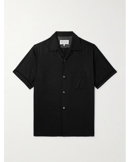 Maison Margiela Black Camp-collar Twill Shirt for men