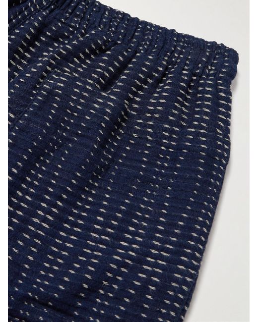 Pantaloni a gamba dritta in misto cotone e lana punto Sashiko con coulisse Alva di YMC in Blue da Uomo