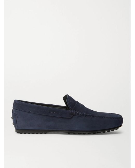 Tod's Blue Gommino Suede Driving Shoes for men