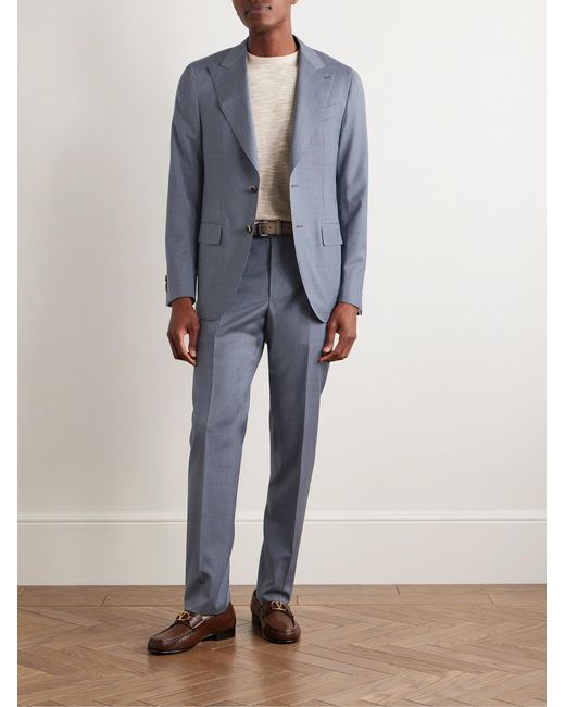 Caruso Blue Slim-Fit Wool Suit Jacket for men