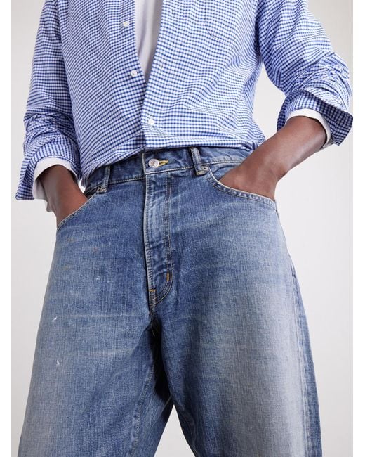 Beams Plus Blue Straight-Leg Paint-Splattered Jeans for men