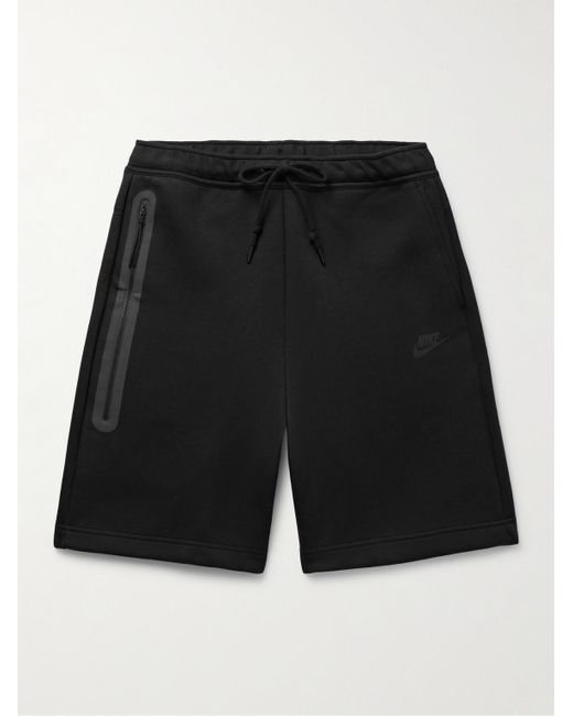 Shorts a gamba dritta in Tech Fleece di misto cotone con coulisse di Nike in Black da Uomo