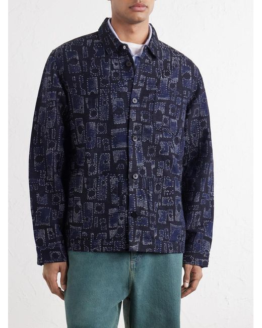 Folk Blue Assembly Jacquard Cotton-Blend Jacket for men