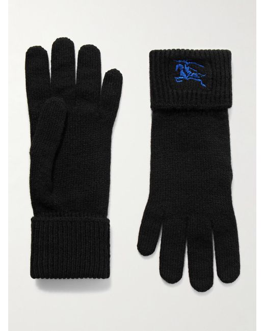 Burberry Black Logo-embroidered Cashmere-blend Gloves for men