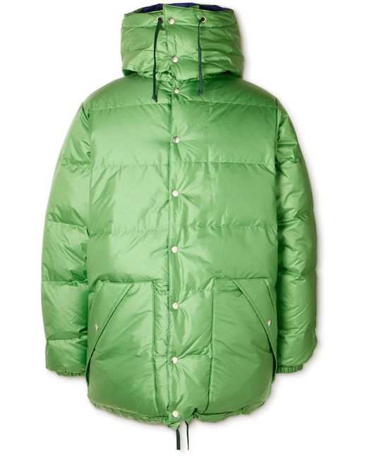 Beams Plus Green Expedition Quilted Shell Hooded Down Parka for men