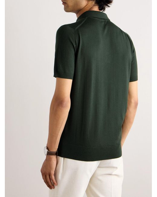 Loro Piana Green Wish Wool Polo Shirt for men