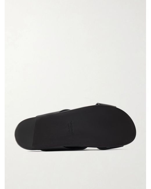 Saint Laurent Black Helios 10 Cassandre-embellished Leather Sandals for men