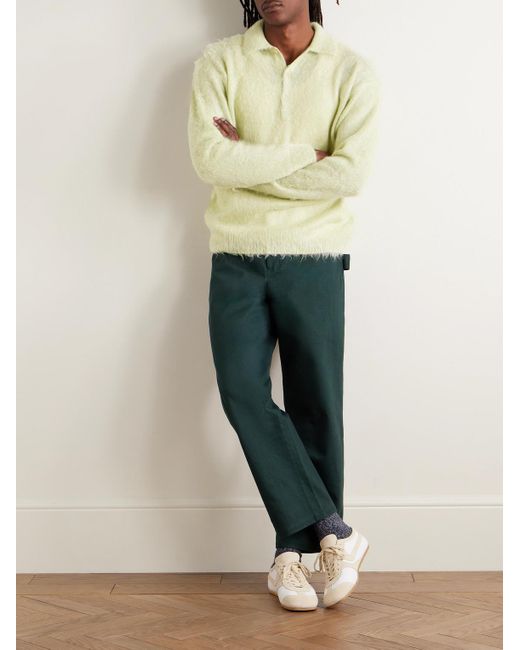 Auralee Yellow Brushed Mohair And Wool-Blend Polo Sweater for men