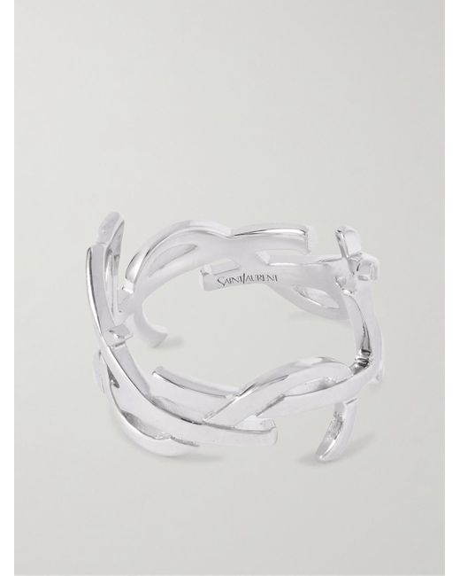 Saint Laurent Metallic Cassandre Silver-tone Ring for men