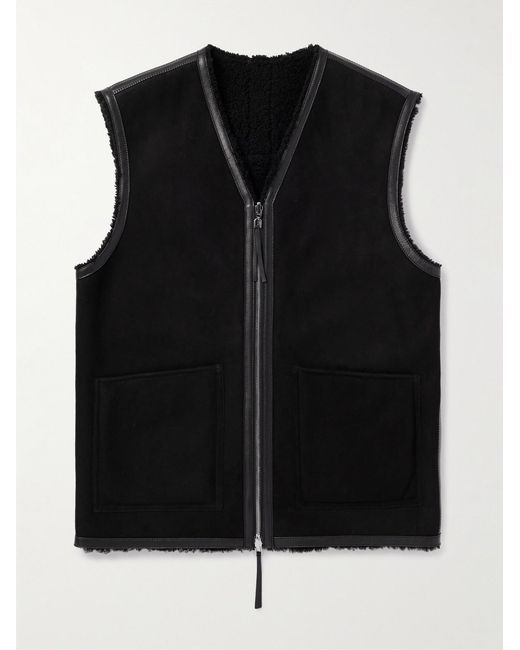Gabriela Hearst Black Snowdon Leather-Trimmed Shearling Gilet for men