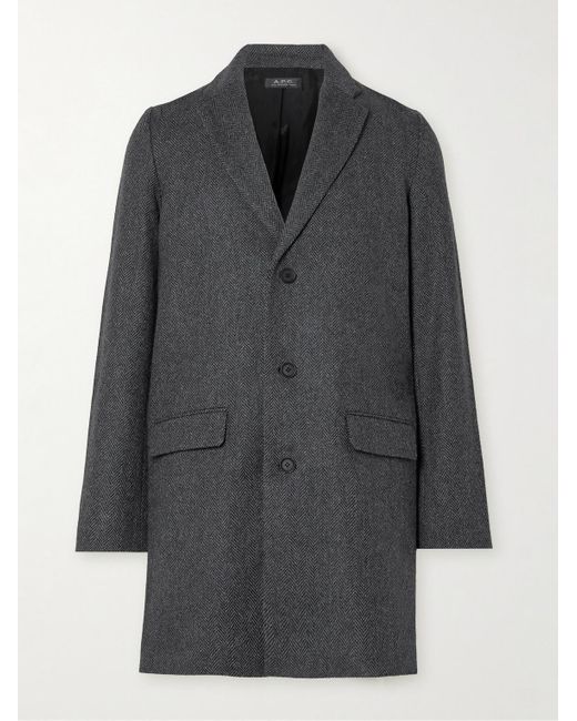 A.P.C. Herringbone Wool-Blend Coat in Grey for Men | Lyst UK