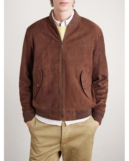 Polo Ralph Lauren Brown Logo-embroidered Suede Bomber Jacket for men