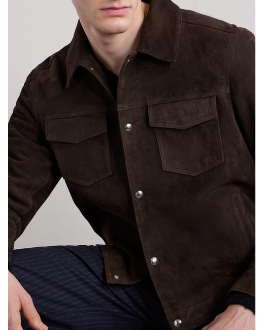 Mr P. Black Croc-effect Suede Jacket for men