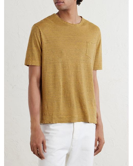 Massimo Alba Yellow Panarea Linen And Cotton T-Shirt for men