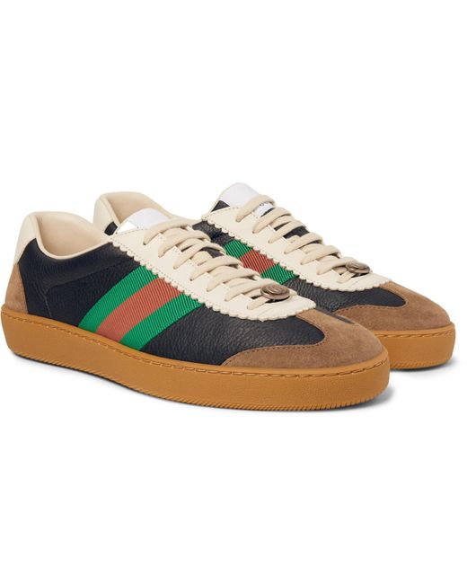 Gucci Blue Leather And Suede Sneakers for men