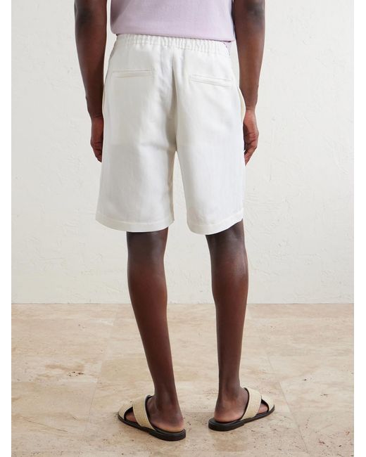 Canali White Straight-Leg Linen And Silk-Blend Bermuda Shorts for men