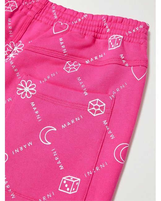 Marni Pink Straight-Leg Logo-Print Cotton-Jersey Shorts for men