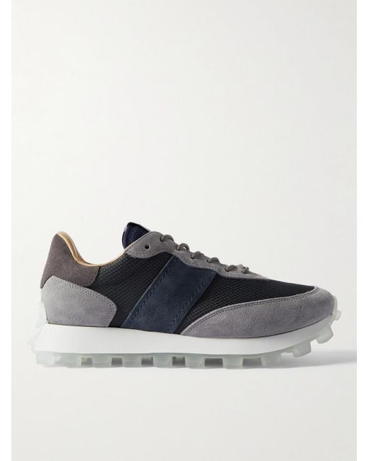 Tod's Blue Allacciata Mesh And Suede Sneakers for men