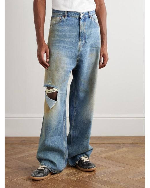Vetements Blue Straight-Leg Distressed Jeans for men