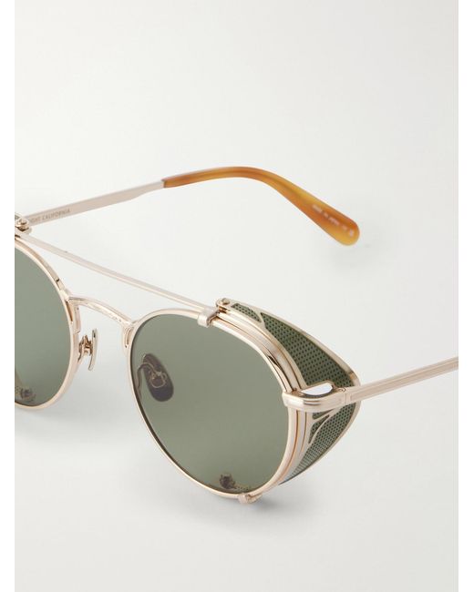Garrett Leight Natural Ocampo Round-Frame Metal Sunglasses for men