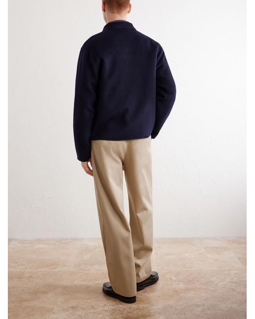 Officine Generale Blue Mazir Wool Bomber Jacket for men