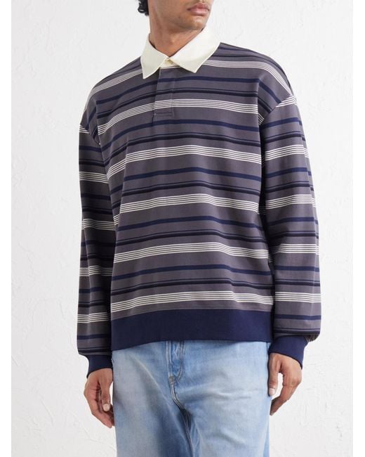 NN07 Blue David Striped Organic Cotton Polo Shirt for men