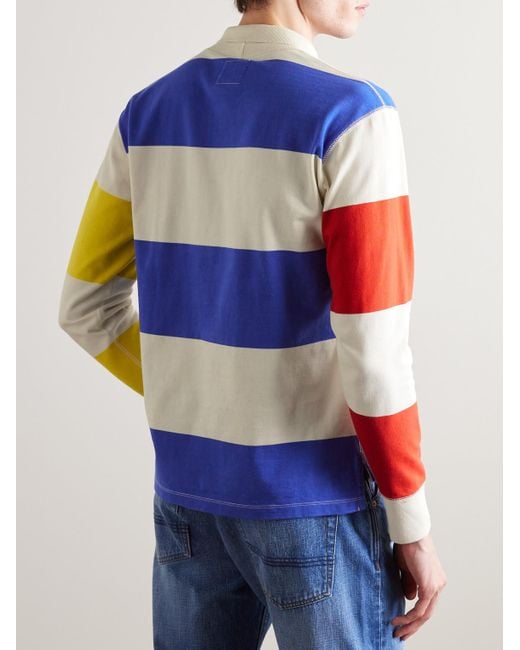Drake's Blue Colour-block Cotton-jersey Polo Shirt for men