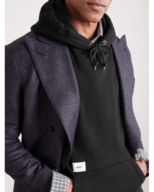(w)taps Black Aon Logo-Appliquéd Cotton-Jersey Hoodie for men