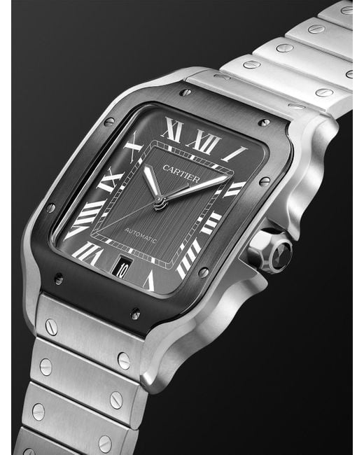 Cartier Black Santos De Automatic 39.8mm Interchangeable Steel And Rubber Watch for men