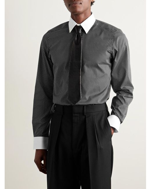 Tom Ford Gray Slim-Fit Printed Cotton Shirt for men