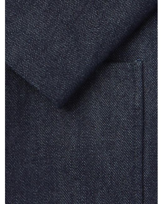 Loro Piana Spagna Jeansjacke aus einer Baumwoll-Kaschmirmischung mit Lederbesatz in Blue für Herren