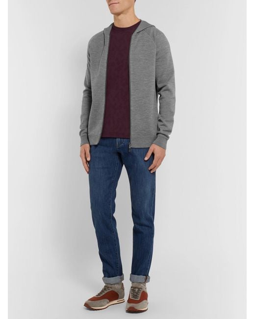 Loro Piana Gray Mélange Virgin Wool-Blend Zip-Up Hoodie for men