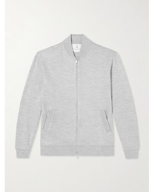 Brunello Cucinelli White Cashmere-blend Zip-up Sweatshirt for men
