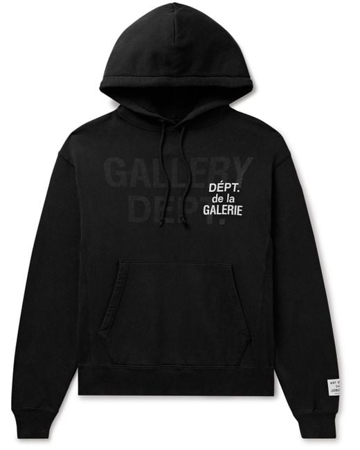 GALLERY DEPT. Black Logo-print Cotton-jersey Hoodie for men