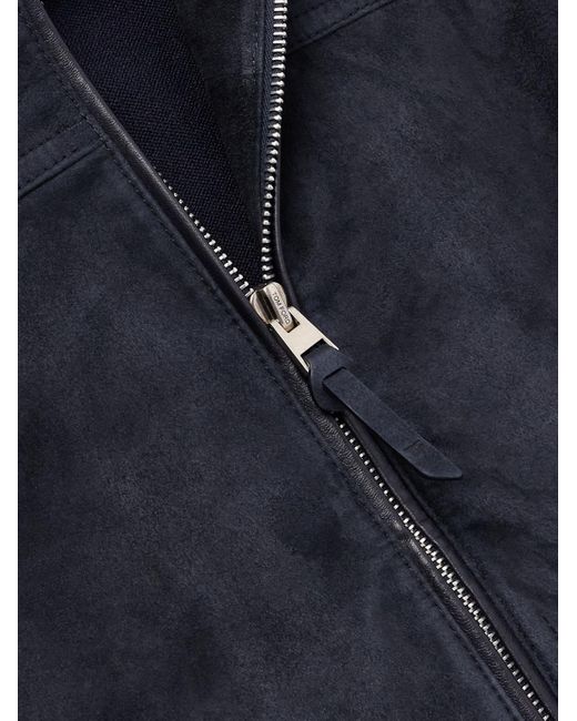 Tom Ford Blue Slim-Fit Suede And Merino Wool And Cashmere-Blend Jacket for men