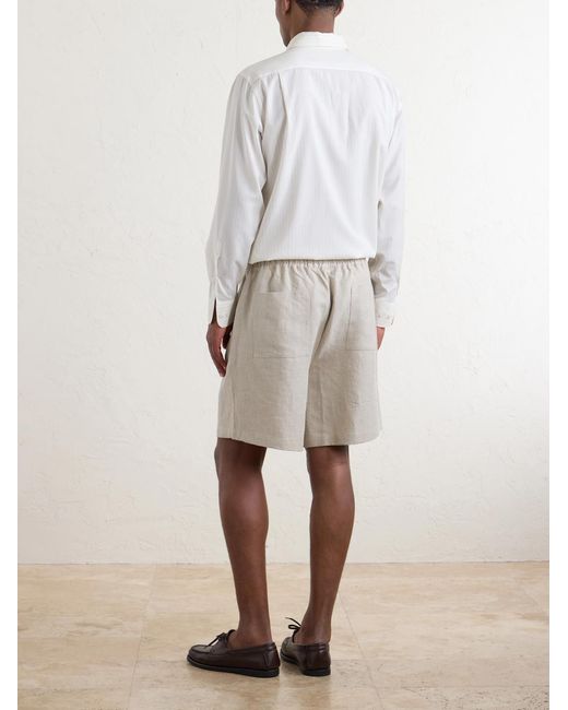 Saman Amel Natural Straight-Leg Linen Drawstring Shorts for men