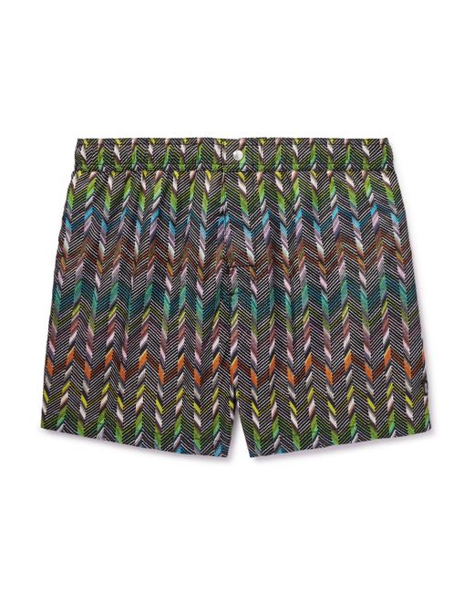 Missoni Green Slim-fit Mid-length Striped Swim Shorts for men