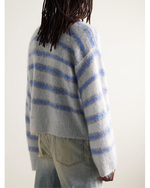 Acne Blue Kwatta Striped Brushed-Knit Sweater for men