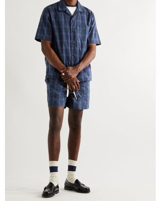 Howlin' By Morrison Blue Cocktail Camp-collar Checked Cotton-blend Ripstop Shirt for men