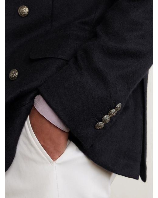 Dunhill Blue Double-Breasted Cashmere Blazer for men